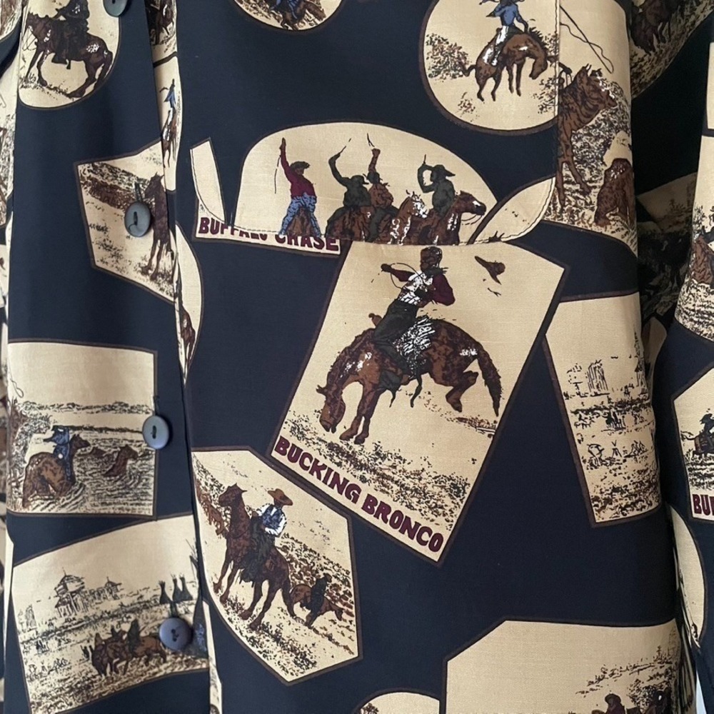 Vintage Kenneth Gordon 100% Silk Western Novelty Blouse - Picture 6 of 12